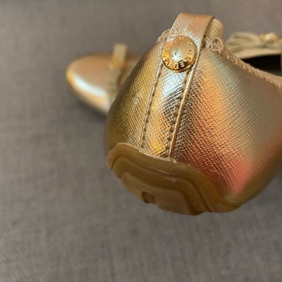Michael Kors Sz 3 Gold Saffiano Ballet Flats - Picture 9 of 15